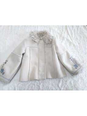 Girls Ladybird Southwestern style faux fur collar/cuffs, suede, sz 3-4 year old